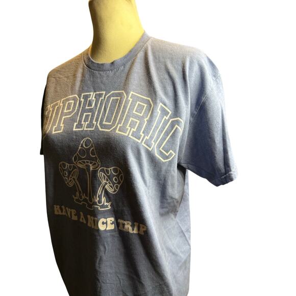 PacSun Euphoric Have A Nice Trip Graphic Tee, Blue, Trippy Mushrooms, Small - Picture 6 of 7